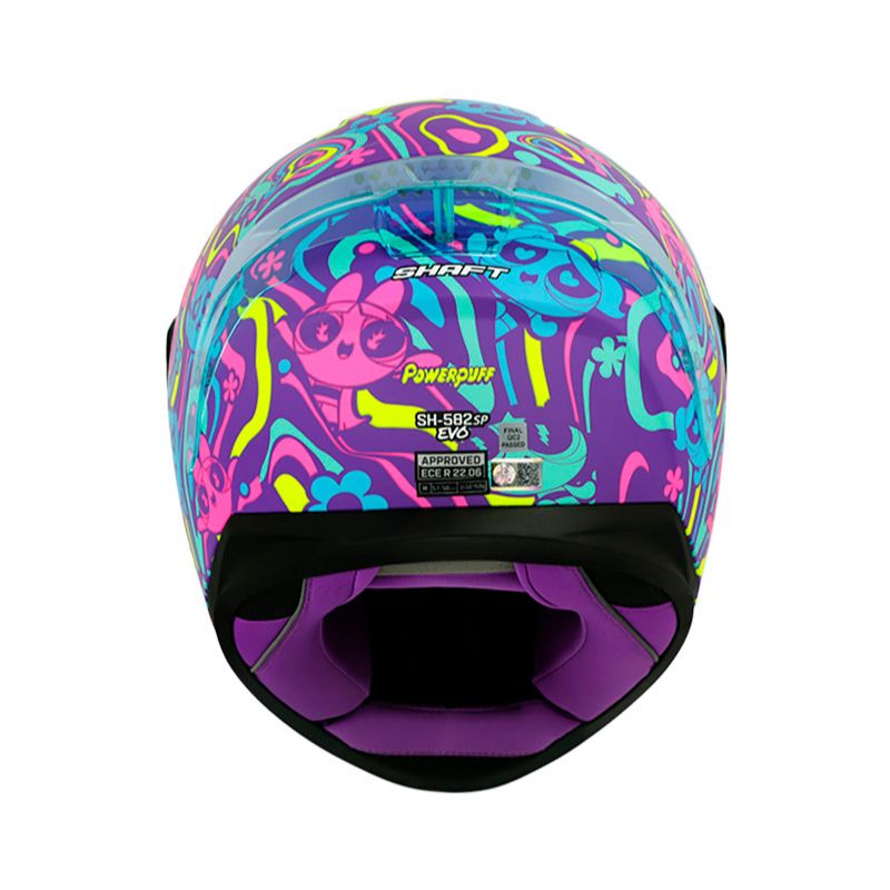 CASCO SHAFT SH-582SP POWERPUFF MORADO AMARILLO VISOR IRIDIUM