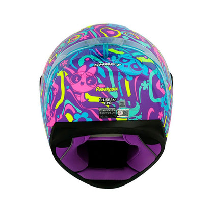 CASCO SHAFT SH-582SP POWERPUFF MORADO AMARILLO VISOR IRIDIUM
