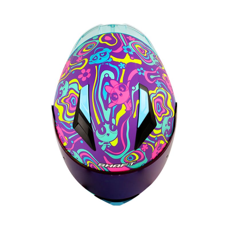 CASCO SHAFT SH-582SP POWERPUFF MORADO AMARILLO VISOR IRIDIUM