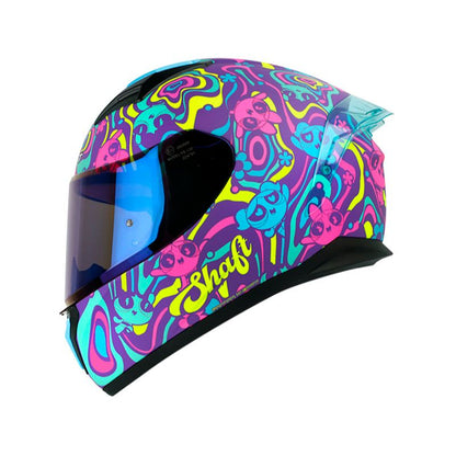 CASCO SHAFT SH-582SP POWERPUFF MORADO AMARILLO VISOR IRIDIUM