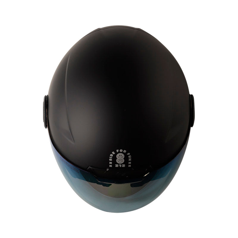 CASCO SHAFT SH-212 SOLID MATE NEGRO PLATA VISOR IRISIUM AZUL