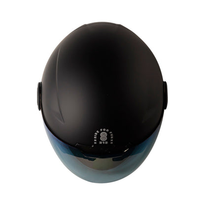 CASCO SHAFT SH-212 SOLID MATE NEGRO PLATA VISOR IRISIUM AZUL
