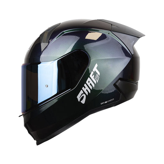 CASCO SHAFT SH-560 EVO SOLID CAMALEON PLATA VISOR AZUL