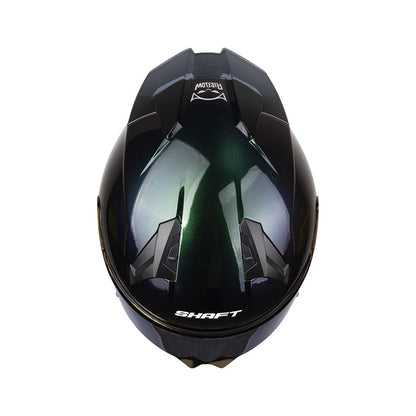 CASCO SHAFT SH-560 EVO SOLID CAMALEON PLATA VISOR AZUL