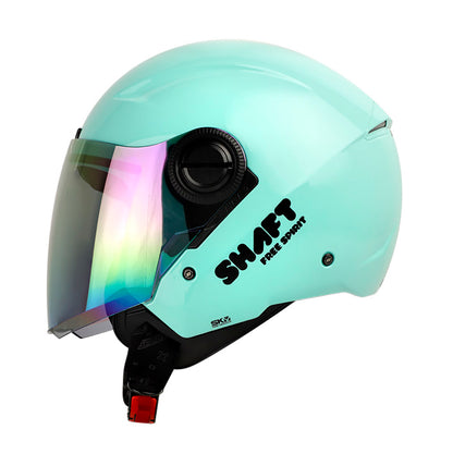 CASCO SHAFT SH-212 SOLID TURQUESA NEGRO VISOR MORADO