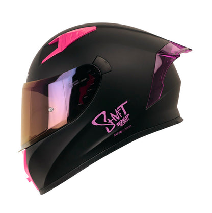 CASCO SHAFT SH-526SP SOLID MATE NEGRO MORADO VISOR MORADO