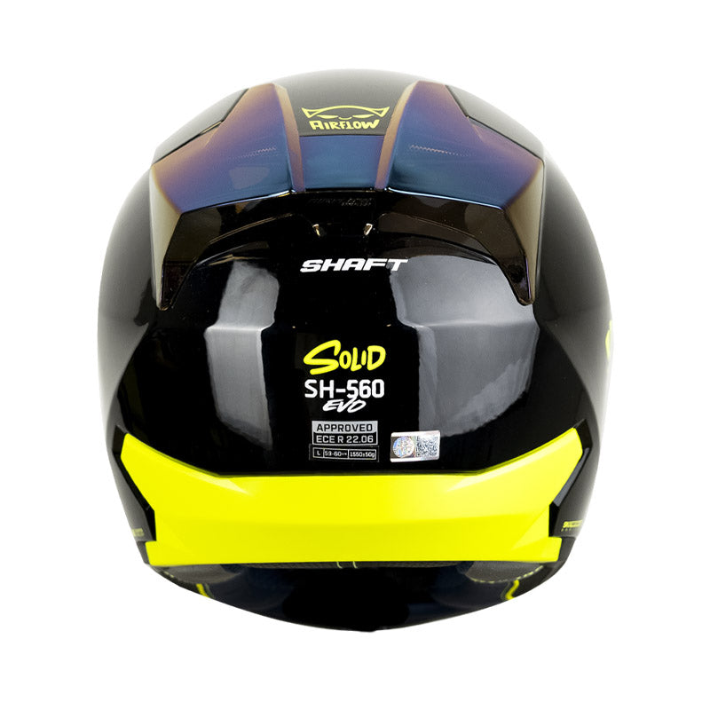 CASCO SHAFT SH-560 SOLID NEGRO AMARILLO NEON VISOR IRIDIUM