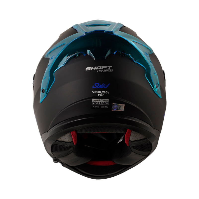 CASCO SHAFT SH-610DV PRO SOLID MATE NEGRO AZUL VISOR PLATA