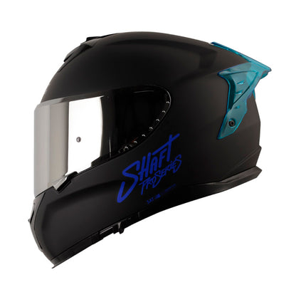 CASCO SHAFT SH-610DV PRO SOLID MATE NEGRO AZUL VISOR PLATA