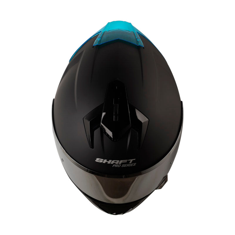 CASCO SHAFT SH-610DV PRO SOLID MATE NEGRO AZUL VISOR PLATA