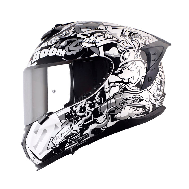 CASCO SHAFT SH-610DV PRO WARZ ONE BLANCO PLATA VISOR IRIDIUM