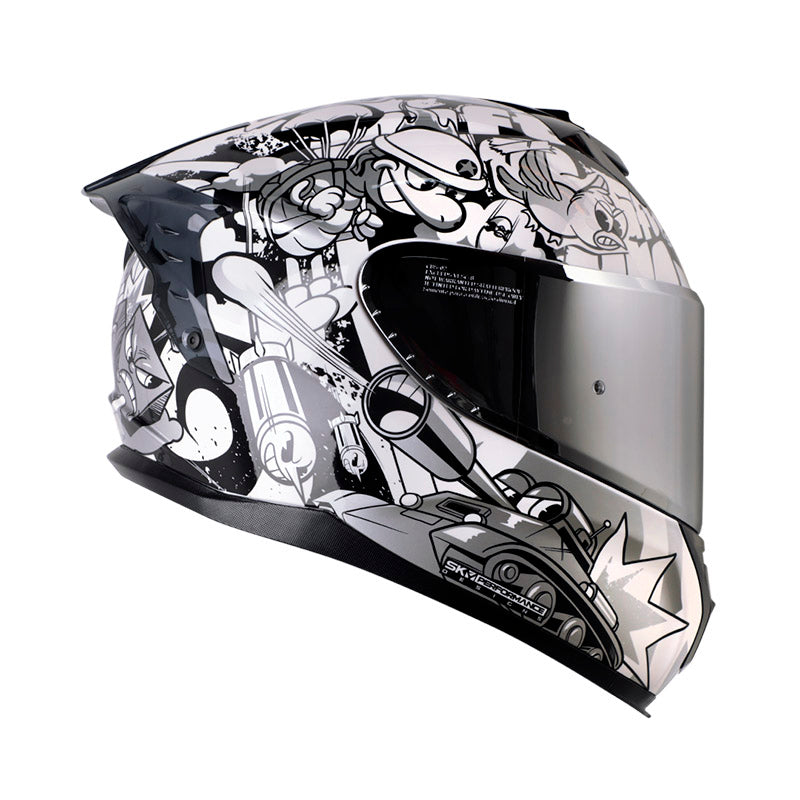 CASCO SHAFT SH-610DV PRO WARZ ONE BLANCO PLATA VISOR IRIDIUM