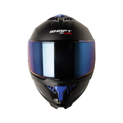 CASCO SHAFT SH-611RS PRO XOLID MATE NEGRO AZUL VISOR IRIDIUM