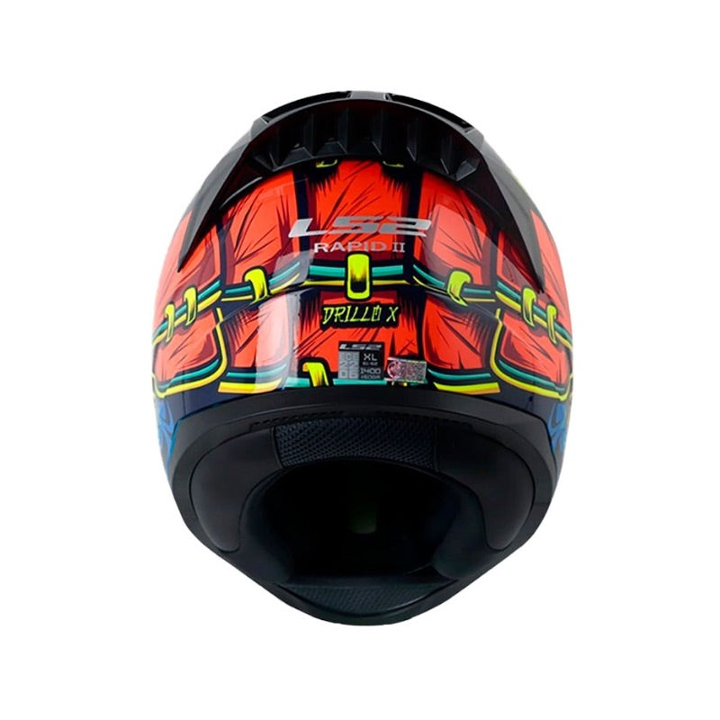 CASCO LS2 FF353 DRILLO X NARANJA NEON AZUL VISOR IRIDIUM