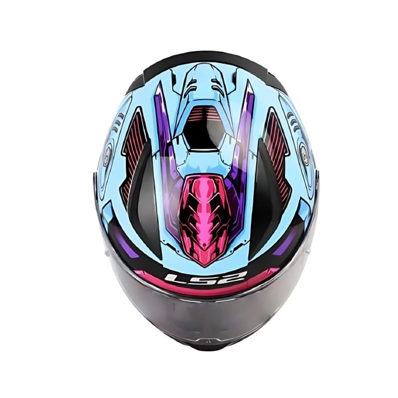 CASCO LS2 FF353SP ROBOT BRILLANTE AZUL FUCSIA NEON