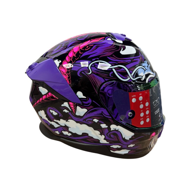 CASCO LS2 FF808 DRAGONTIGE NEGRO MORADO VISOR IRIDIUM