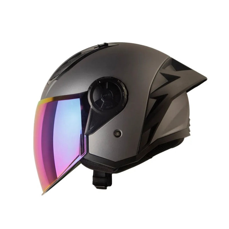 CASCO LS2 OF616 SOLID MATE GRIS METALIZADO VISOR IRIDIUM