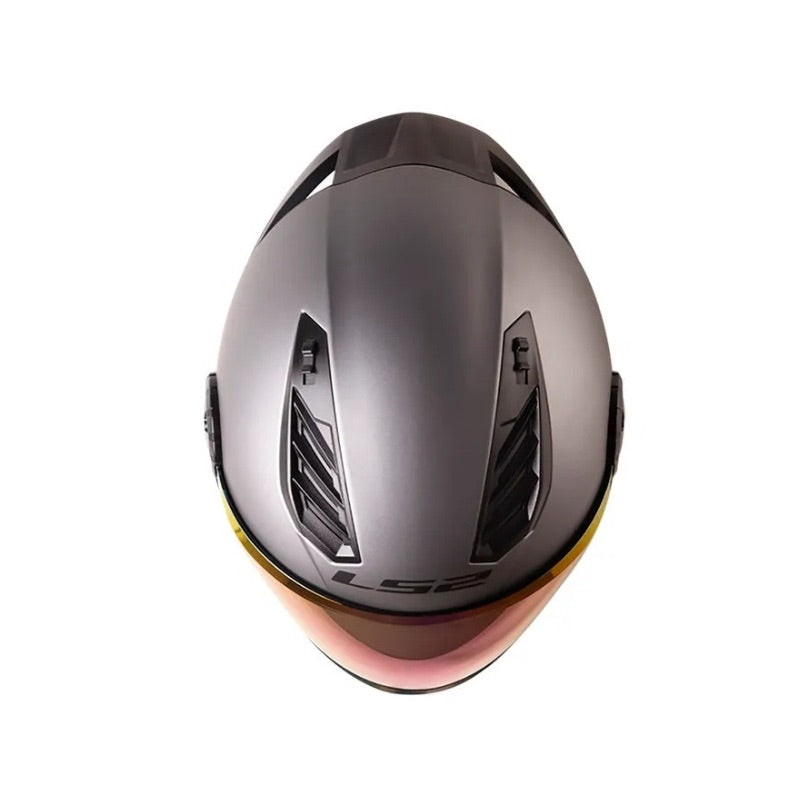 CASCO LS2 OF616 SOLID MATE GRIS METALIZADO VISOR IRIDIUM