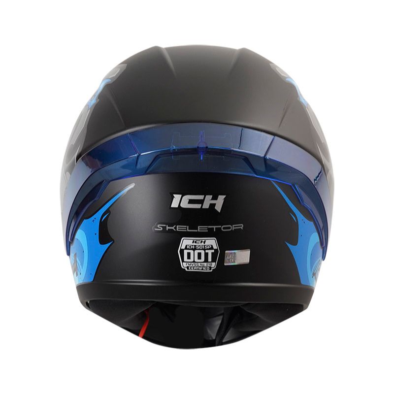 CASCO ICH-501SP SKELETOR MATE NEGRO AZUL VISOR AZUL