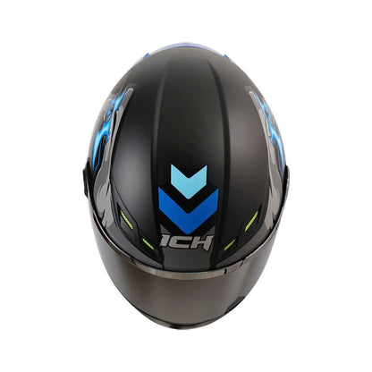 CASCO ICH-501SP SKELETOR MATE NEGRO AZUL VISOR AZUL