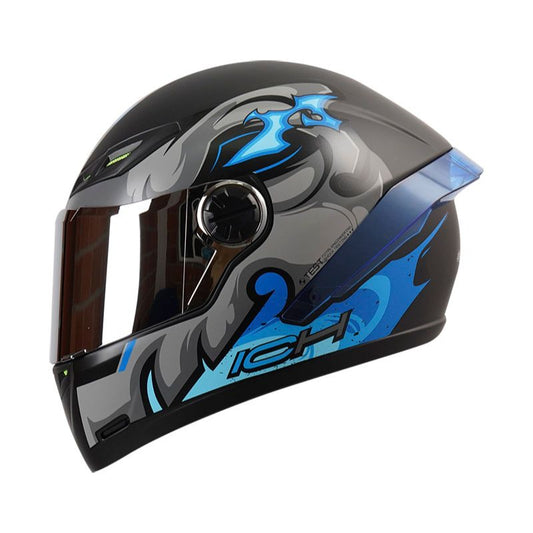 CASCO ICH-501SP SKELETOR MATE NEGRO AZUL VISOR AZUL