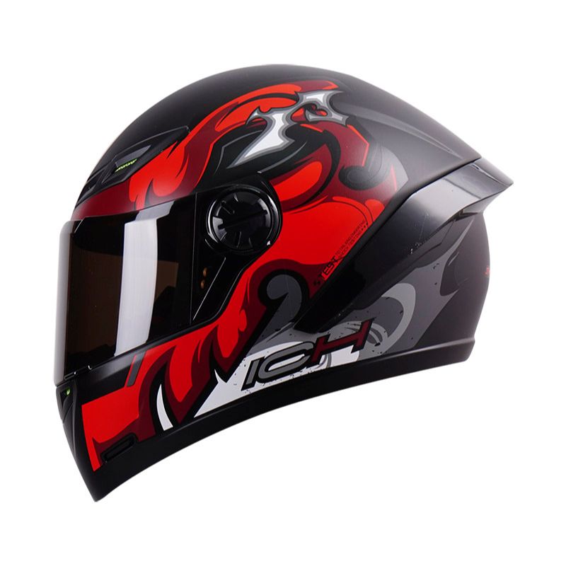 CASCO ICH-501SP SKELETOR MATE NEGRO ROJO VISOR HUMO